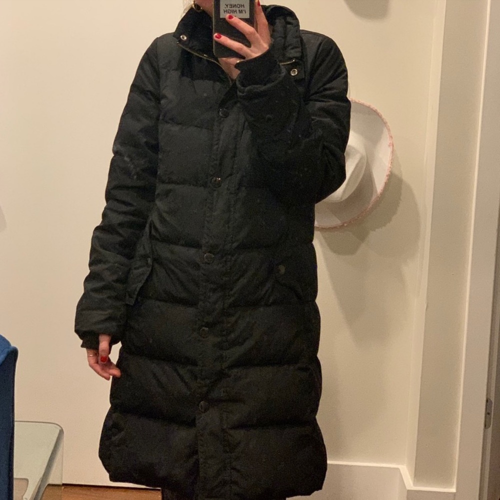JCrew Black Long Puffer